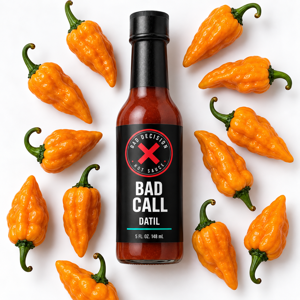 Bad Call datil hot sauce with fresh datil peppers