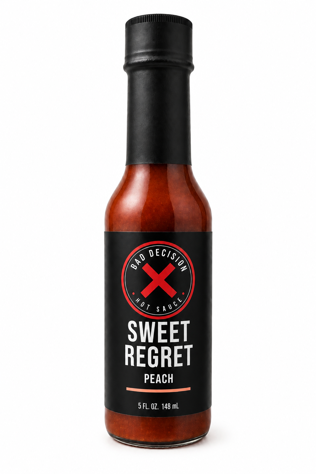 Sweet Regret peach hot sauce with fresh peaches